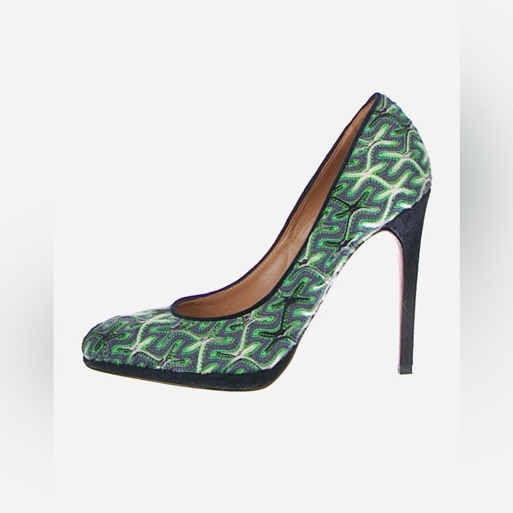 Missoni Green Printed Pumps Black Heels Shoes w/Box & Dustbag 6.5 - Picture 10 of 11